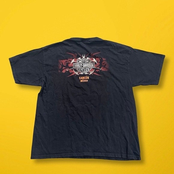 Vintage Harley Davidson Cancun Mexico Black Rock Tees Graphic T Shirt L - Picture 2 of 6